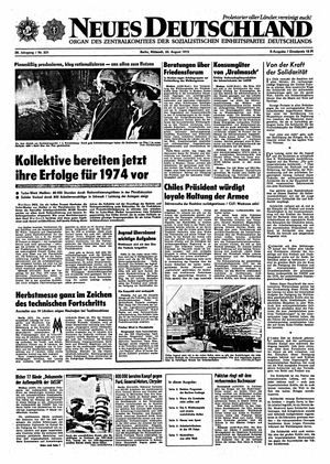Neues Deutschland Online-Archiv vom 22.08.1973