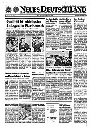 Neues Deutschland Online-Archiv vom 06.09.1973