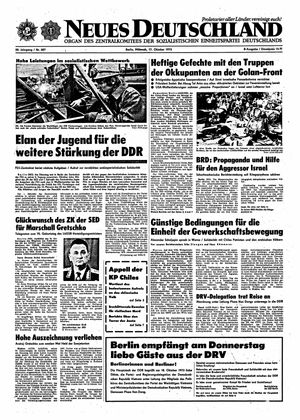 Neues Deutschland Online-Archiv vom 17.10.1973