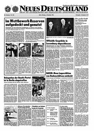 Neues Deutschland Online-Archiv vom 03.12.1973