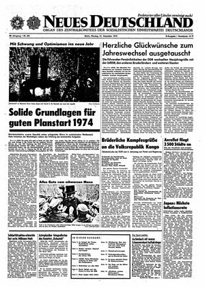 Neues Deutschland Online-Archiv vom 31.12.1973