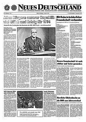 Neues Deutschland Online-Archiv vom 01.01.1974
