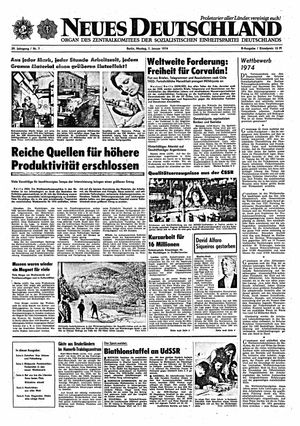 Neues Deutschland Online-Archiv vom 07.01.1974