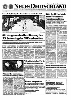 Neues Deutschland Online-Archiv vom 11.01.1974