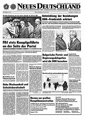 Neues Deutschland Online-Archiv vom 12.01.1974