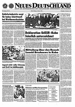 Neues Deutschland Online-Archiv vom 04.02.1974
