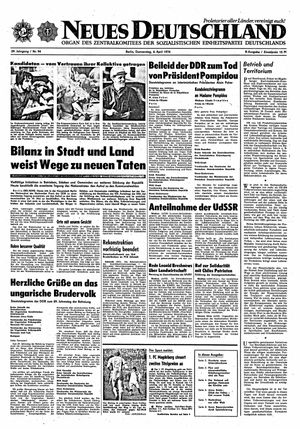 Neues Deutschland Online-Archiv vom 04.04.1974