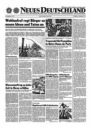 Neues Deutschland Online-Archiv vom 07.04.1974