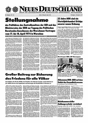 Neues Deutschland Online-Archiv vom 26.04.1974