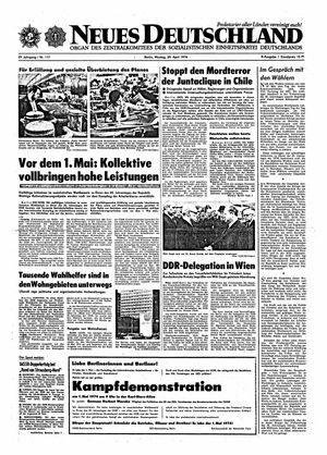 Neues Deutschland Online-Archiv vom 29.04.1974