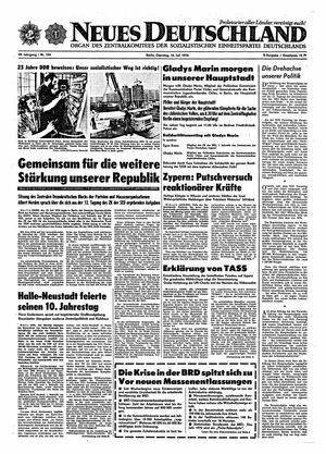Neues Deutschland Online-Archiv vom 16.07.1974
