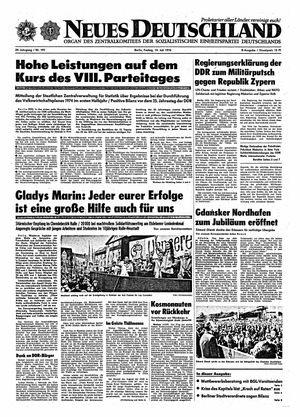 Neues Deutschland Online-Archiv vom 19.07.1974