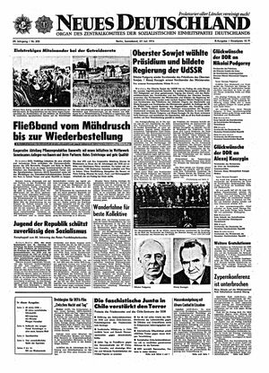 Neues Deutschland Online-Archiv vom 27.07.1974