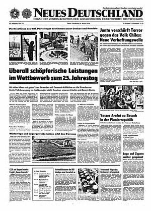 Neues Deutschland Online-Archiv vom 08.08.1974