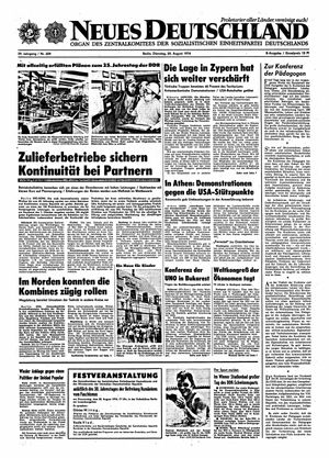 Neues Deutschland Online-Archiv vom 20.08.1974