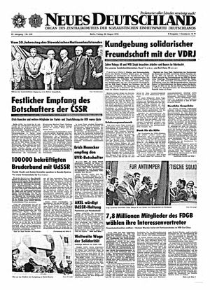 Neues Deutschland Online-Archiv vom 30.08.1974
