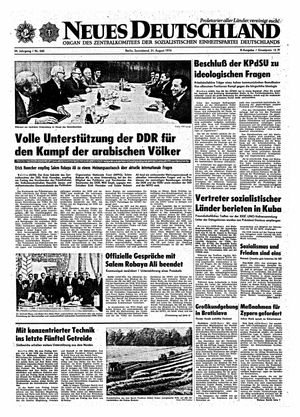 Neues Deutschland Online-Archiv vom 31.08.1974