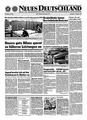Neues Deutschland Online-Archiv vom 23.09.1974