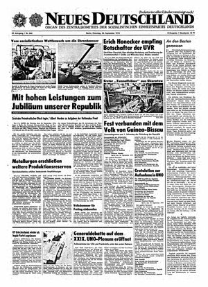 Neues Deutschland Online-Archiv vom 24.09.1974