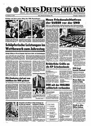 Neues Deutschland Online-Archiv vom 25.09.1974