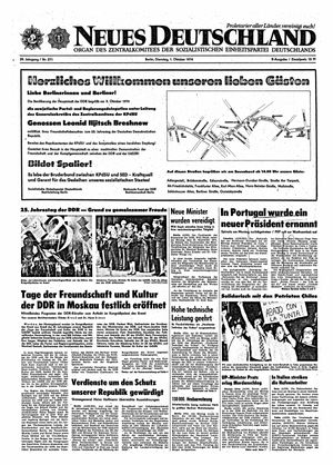 Neues Deutschland Online-Archiv vom 01.10.1974