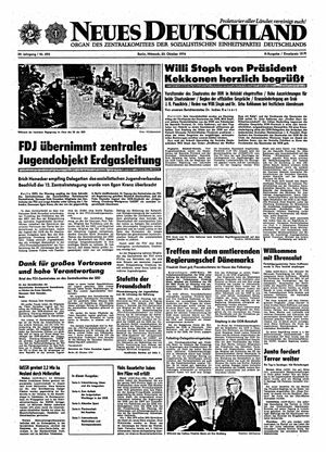 Neues Deutschland Online-Archiv vom 23.10.1974