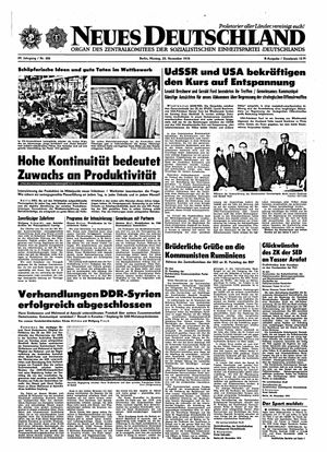Neues Deutschland Online-Archiv vom 25.11.1974
