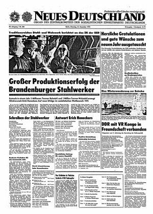 Neues Deutschland Online-Archiv vom 31.12.1974
