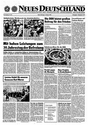 Neues Deutschland Online-Archiv vom 11.02.1975