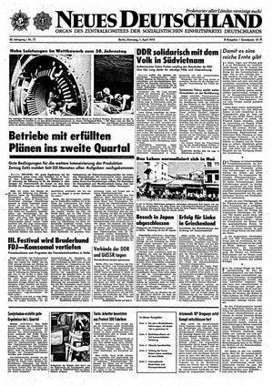 Neues Deutschland Online-Archiv vom 01.04.1975