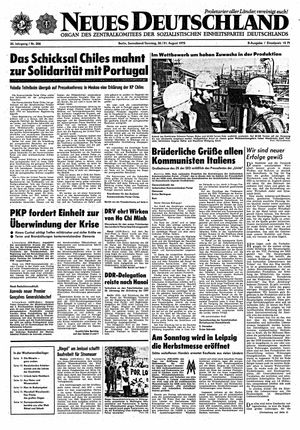 Neues Deutschland Online-Archiv vom 30.08.1975
