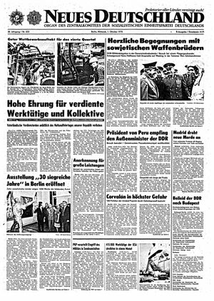 Neues Deutschland Online-Archiv vom 01.10.1975