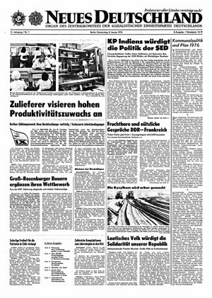 Neues Deutschland Online-Archiv vom 08.01.1976