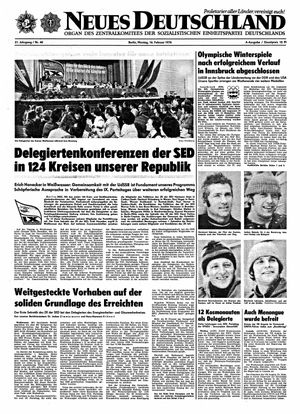 Neues Deutschland Online-Archiv vom 16.02.1976
