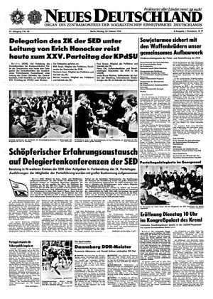 Neues Deutschland Online-Archiv vom 23.02.1976