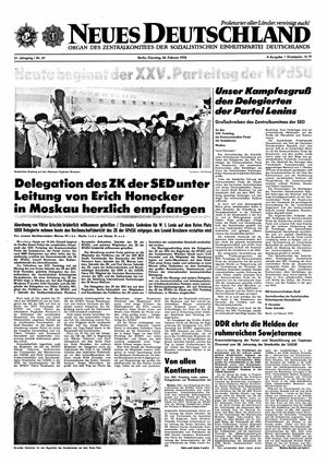 Neues Deutschland Online-Archiv vom 24.02.1976