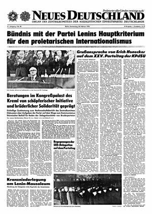 Neues Deutschland Online-Archiv vom 26.02.1976