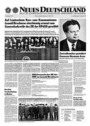 Neues Deutschland Online-Archiv on Mar 6, 1976