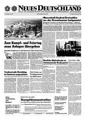 Neues Deutschland Online-Archiv vom 30.04.1976
