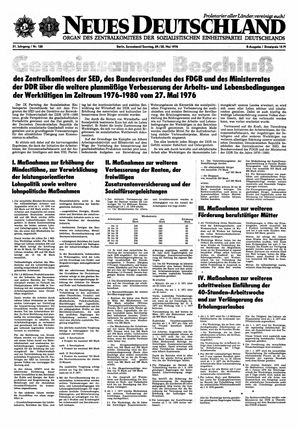 Neues Deutschland Online-Archiv vom 29.05.1976