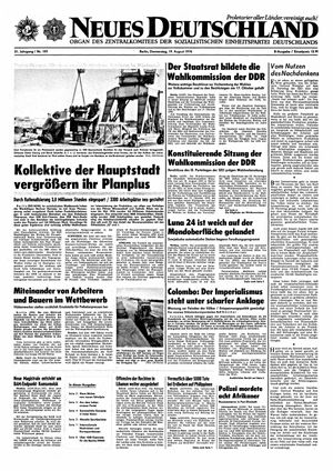 Neues Deutschland Online-Archiv vom 19.08.1976