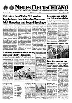 Neues Deutschland Online-Archiv vom 25.08.1976