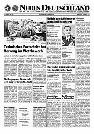 Neues Deutschland Online-Archiv vom 01.09.1976