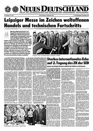 Neues Deutschland Online-Archiv vom 06.09.1976