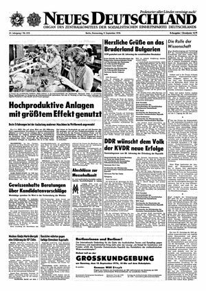 Neues Deutschland Online-Archiv vom 09.09.1976