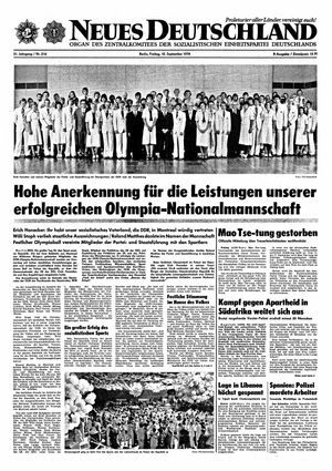 Neues Deutschland Online-Archiv vom 10.09.1976