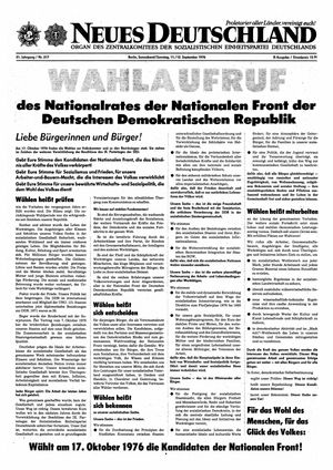 Neues Deutschland Online-Archiv vom 11.09.1976