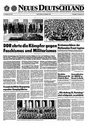 Neues Deutschland Online-Archiv vom 13.09.1976