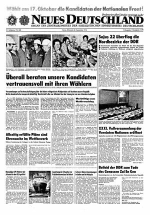 Neues Deutschland Online-Archiv vom 22.09.1976