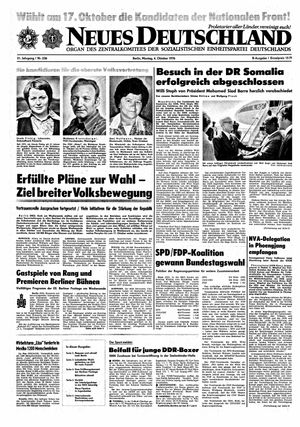 Neues Deutschland Online-Archiv vom 04.10.1976